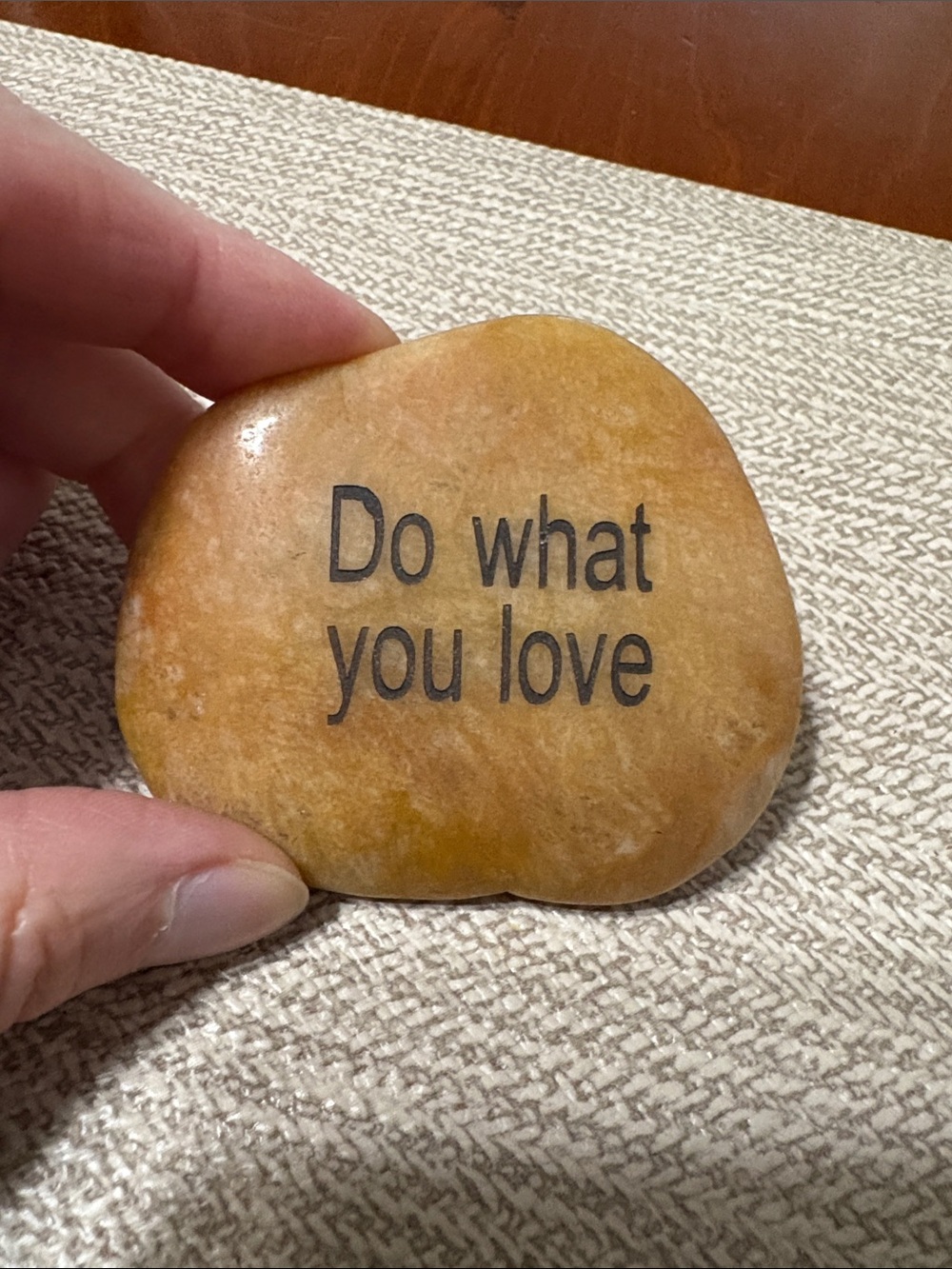 Inspirational Engraved Stone - "Do what you love" - Golden Brown
